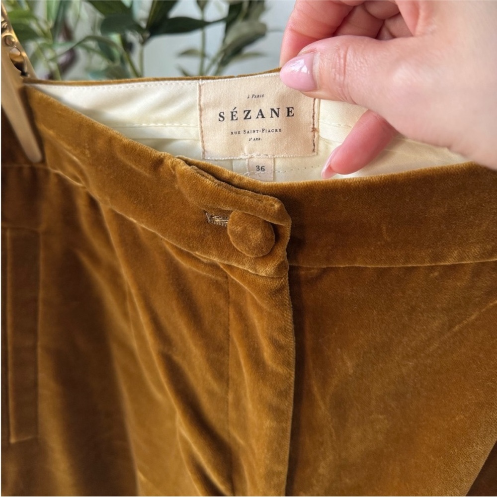 Sezane Martin Velvet Trousers, Curry Gold, Women’s 4 (36) - Picture 4 of 8